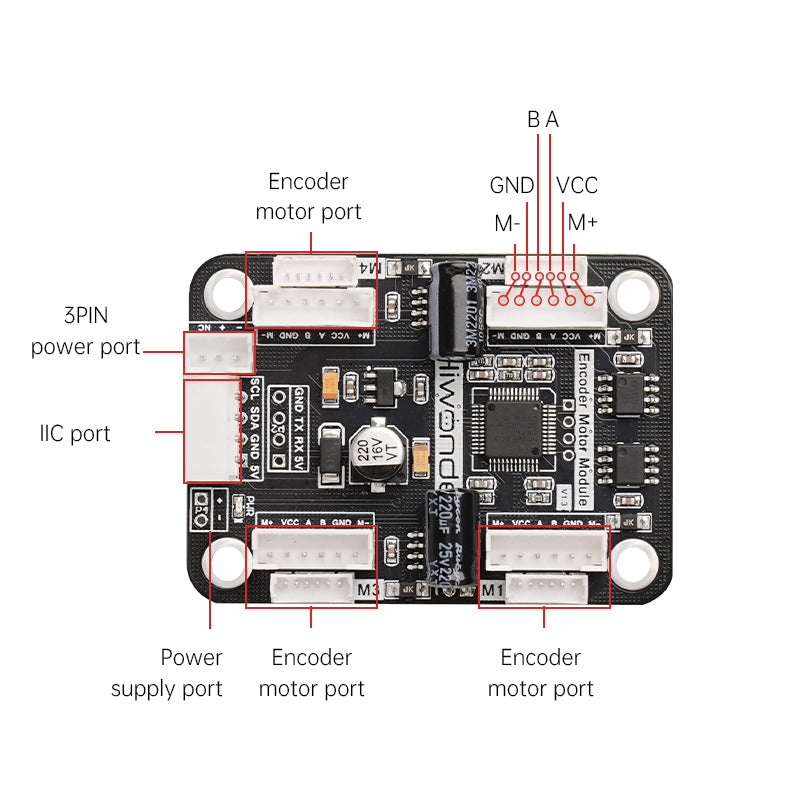 4-Channel Encoder Motor Driver with Onboard Voltage Regulation Circuit for Motor Control Intelligent Small Car 4-Channel Encoder Motor Driver with Onboard Voltage Regulation Circuit for Motor Control Intelligent Small Car